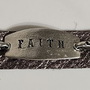 NWT - Bronze Colored Leather Bracelet with Inspirational FAITH Quote